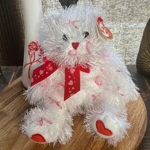 NWT Ty Punkies Itty Bitty Kiss Plush Bear Red White ❤️💜 XO